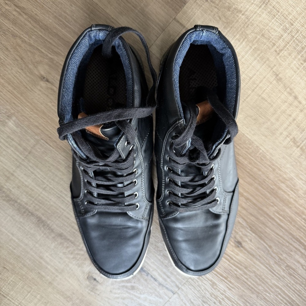 ALDO Men's Black Leather Ankle Boots Lace‎ Up Contrast Stitching Size 11 - Picture 4 of 10